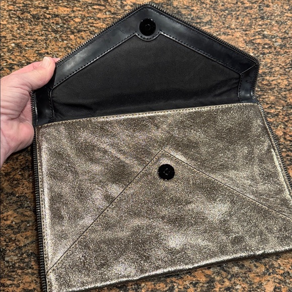 Rebecca Minkoff Glittery Metallic Envelope Clutch. - Picture 5 of 9